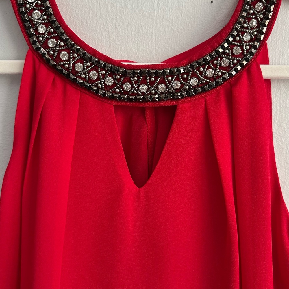 BCX Red Beaded Chiffon Party Dress (NWT, Size S)